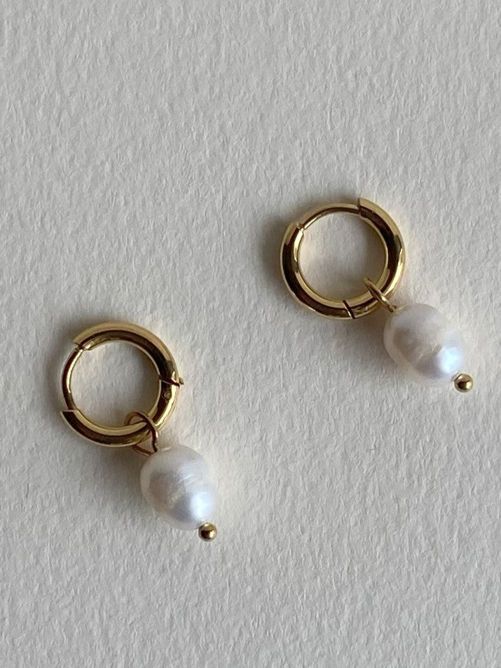 Pearls on Hoops Gold