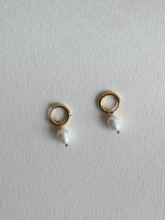 Pearls on Hoops Gold