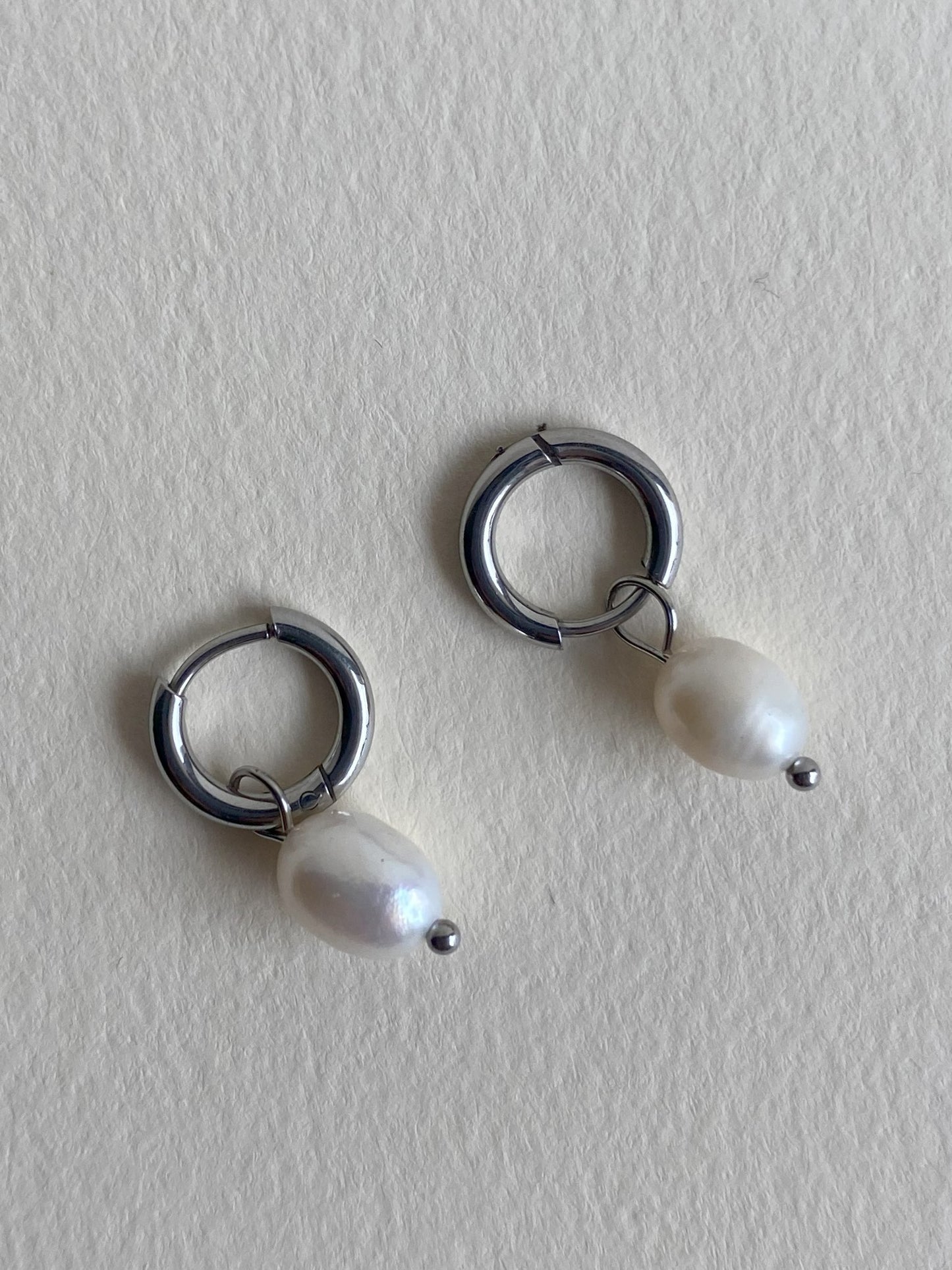 Pearls on Hoops Silver
